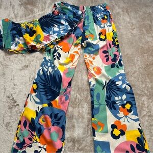 Summer Time Floral Multicolor Women's Strapless 2 Piece Set